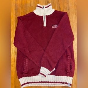 UMass Amherst 100% cotton knit zip sweater